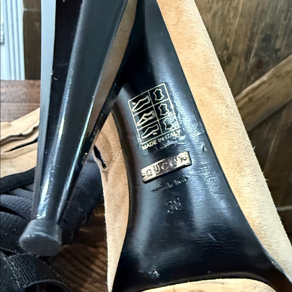 GUCCI Olimpia Ladder Strap Peep Toe Booties - Picture 12 of 16